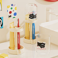 Toothbrush Holder with Dust Cover and Drainage, Portable Multifunctional Toothbrush Cup Holder for Home