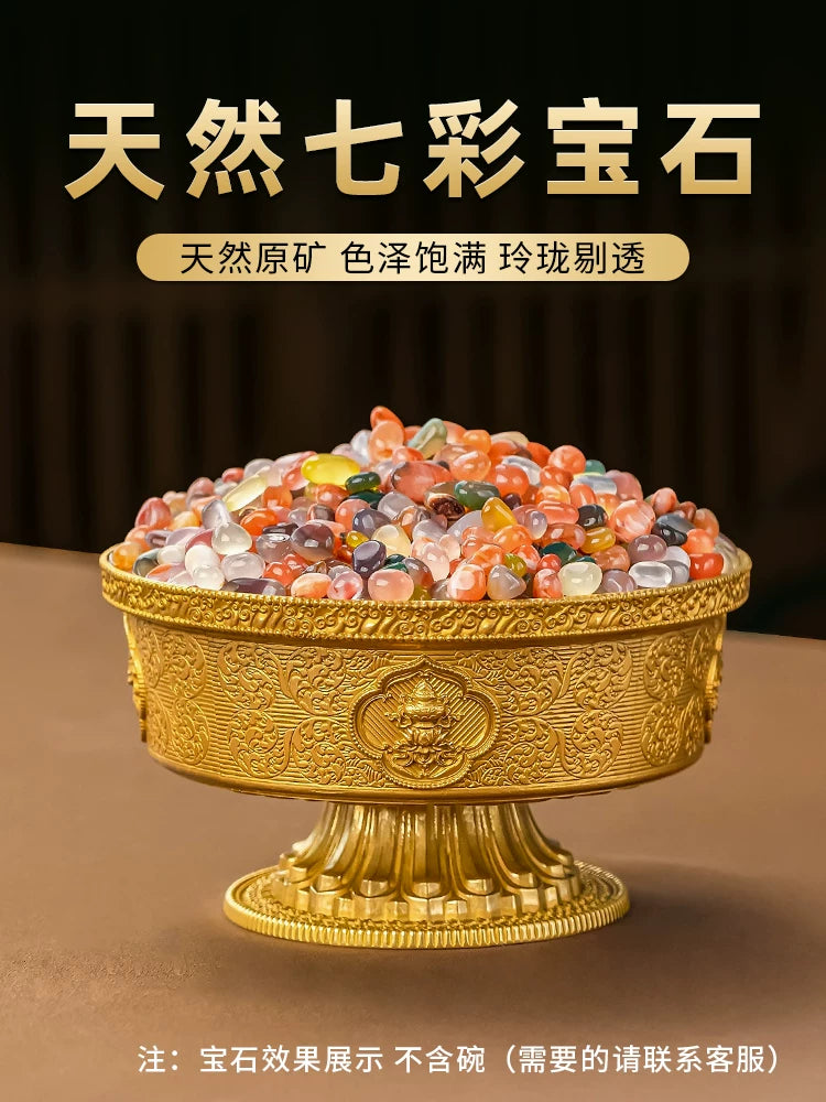 Tibetan Mandala Offering Seven-Gemstone Set for Buddhist Rituals