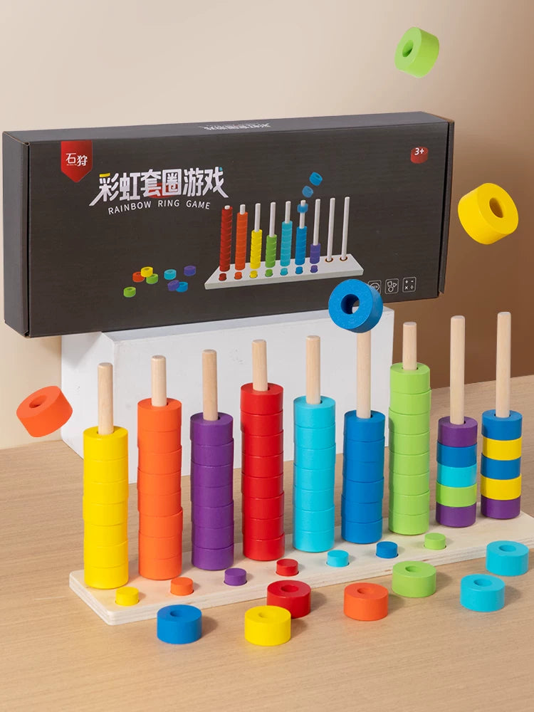 Kids Rainbow Stacking Rings Montessori Educational Toy for Early Learning and Logic Training
