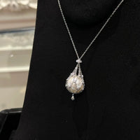 Dreamcatcher Pearl Pendant Necklace with Detachable Netting and Rhinestones, Luxury Sweater Chain for Women