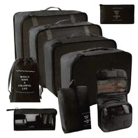 9-Piece Travel Organizer Set for Toiletries, Cosmetics, and Clothing