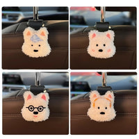 Cute Westie Dog Car Seat Headrest Hooks for Purses, Bags & Groceries - Front & Back Seat Organizer Clips