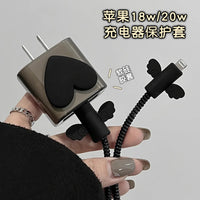 Heart Angel Wings Charger and Cable Protector Set for Apple 18/20W Chargers