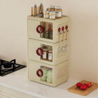 Stackable Waterproof Magnetic Storage Cabinet with Lid for Kitchen and Desktop