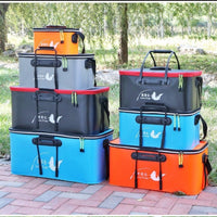 Foldable EVA Fishing Bucket Live Fish Container Multi-purpose Fishing Box with Shoulder Strap and Handle