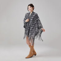 Women's Ethnic Style Knitted Tassel Poncho Cape for Autumn/Winter