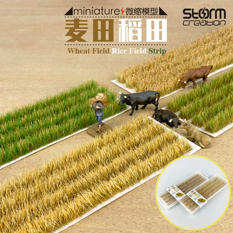 Miniature Rice Paddy Field Model for Dioramas and Train Layouts, 1/72 1/87 HO Scale