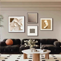Vintage French Abstract Wall Art Set for Living Room and Dining Room, 4-Piece Sofa Background Decor
