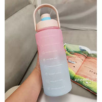 Large Capacity Sports Water Bottle with Straw - 2L Frosted Gradient Portable Drink Bottle for Men and Women