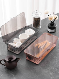 Stackable Dustproof Tea Set Storage Box with Lid for Teacups, Teapots, and Tea Leaves