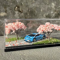 1:64 Scale Model Display Case with Cherry Blossom Scene Acrylic Diorama (Models Not Included)