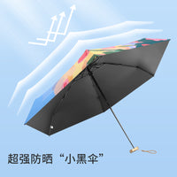 Compact UPF50+ UV Protection Sun Umbrella for Travel, 6-Fold Mini Flat Design