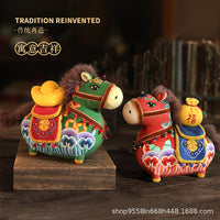 Chinese Style Tang Horse Embroidery DIY Material Kit 3D Fabric Doll Zodiac Tea Pet Ornament Creative Gift