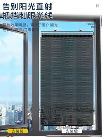 Retractable Blackout Window Shade for Kitchen Balcony Office Sun Protection