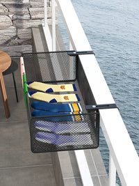Balcony Adjustable Hanging Drying Rack for Socks Underwear with Clips, No-Drill Rail Organizer
