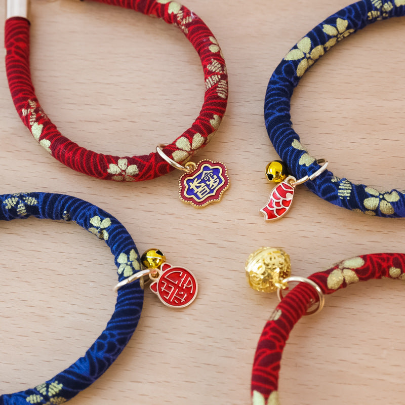 Pet Collar with Bell for Cats and Small Dogs, Adjustable Lucky Charm Necklace