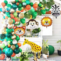 Jungle Animal Theme Green Balloon Arch Kit for Kids' Birthday Party Decorations