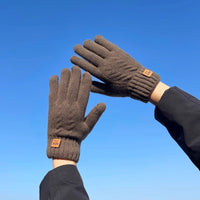Unisex Double-Layer Fleece Lined Touchscreen Gloves for Winter Cycling