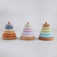 Wooden Rainbow Stacking Tower Blocks Educational Toy