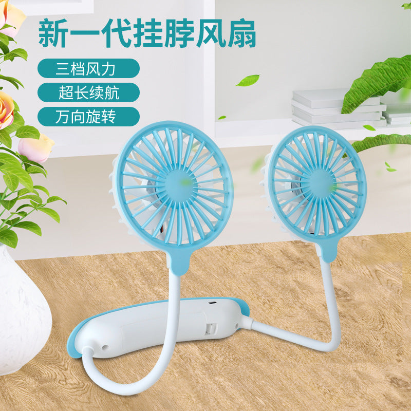 Portable USB Rechargeable Neck Fan for Outdoor Use, Hands-Free Personal Fan with Quiet Design