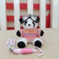 Pilot Panda Plush Keychain for Bags and Cars
