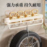 Cream Style Bathroom Shelf Wall-Mounted No-Drill Toilet Washbasin Storage Rack with Hooks