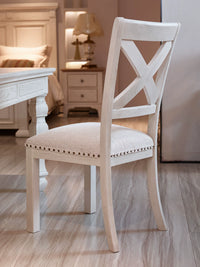 Shuneng American Solid Wood Dining Chair Light Luxury Study Restaurant French Retro Cream Style