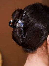 Double-Sided Swan Rhinestone Hair Claw Clip for Women, Elegant Back Head Shark Clip Hairpin Headwear
