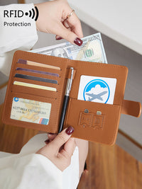 RFID Blocking Travel Passport Holder Wallet - Multi-functional Document Organizer