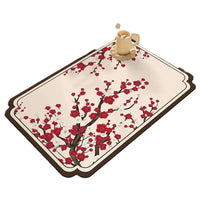 New Chinese Style Diatomaceous Earth Kitchen Drain Mat Absorbent Non-Slip Table Mat for Dishes and Cups