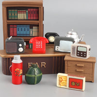 Miniature Retro Dollhouse Decor Accessories - TV, Radio, Mortar, Rice Mill