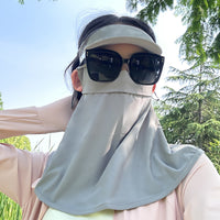 Detachable Brim Sun Protection Face Mask for Outdoor Activities and Driving, Full Face UV Protection Ice Silk