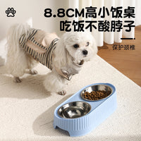 Elevated Stainless Steel Double Pet Bowl for Food and Water, Anti-Tip Design, Neck Protection for Cats and Dogs