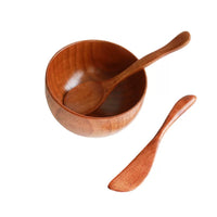 Wooden SPA Facial Mask Mixing Bowl Set with Stirring Stick and Scraper for DIY Beauty Treatments