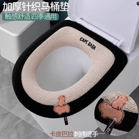 2025 New Thickened Toilet Seat Cover with Handle, Plush Warm Toilet Seat Cushion for Autumn and Winter