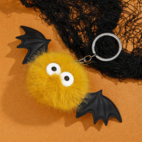 Halloween Bat Pom-Pom Keychain Silicone Bat Bag Charm Plush Monster Elf Keyring