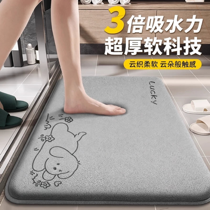 Super Absorbent Non-Slip Bath Mat for Bathroom and Entryway, Thickened Quick-Dry Floor Mat