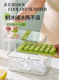 Food-Grade Press-Type Ice Cube Tray Set with Storage Box and Scoop