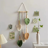 Nordic Leaf Hand-Woven Tapestry Wall Hanging for Room Decor