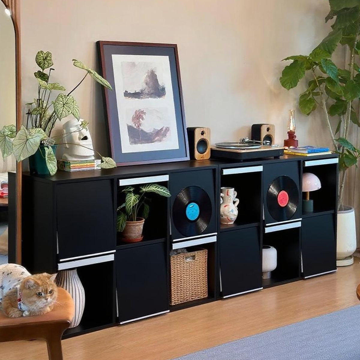Storage Cabinet with Flip-Up Door, Bookshelf, Display Cabinet, Living Room Organizer, Bedroom Chest of Drawers, Record Cabinet
