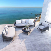 Nordic Outdoor Rattan Sofa Set for Patio Garden Balcony - Single/Double Seater with Coffee Table