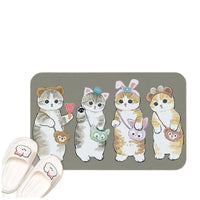 Cartoon Diatomaceous Earth Bath Mat, Super Absorbent Non-Slip Quick Dry Floor Mat for Bathroom Entrance