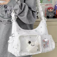 Japanese Style Star Ita Bag for Women, Large Capacity Transparent Shoulder Bag, Sweet Crossbody Bag for Students