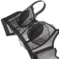 Women's Lace Wireless Bralette with Rabbit Ears, Thin Breathable Sleep Bra for Large Busts