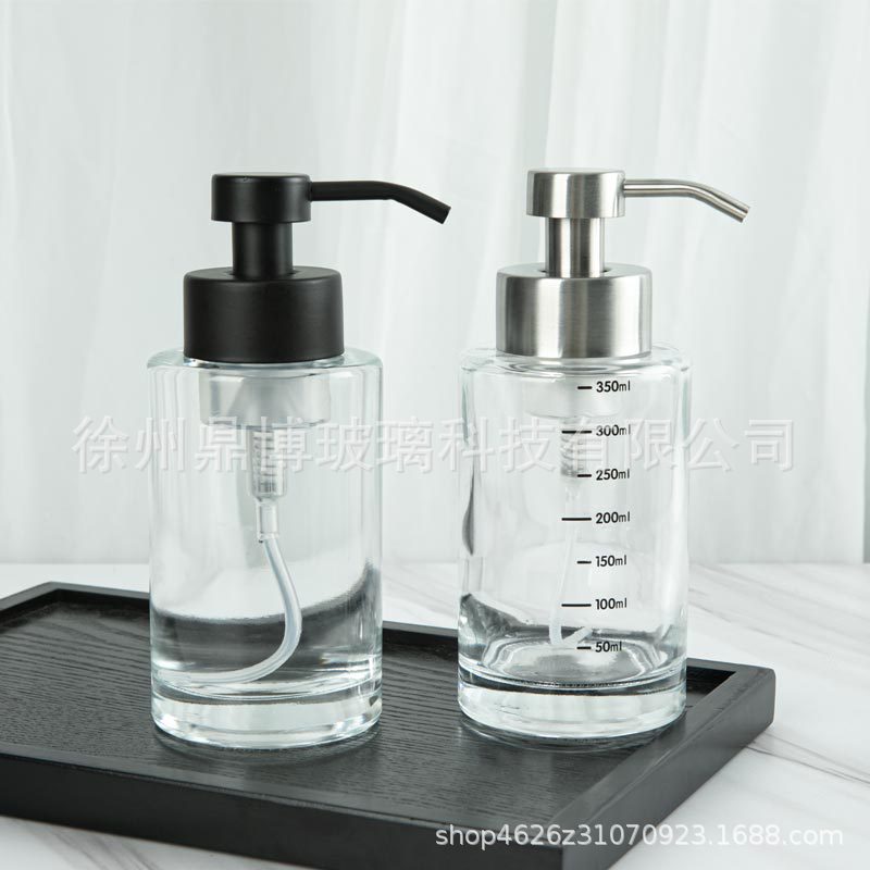 350ml Glass Foaming Soap Dispenser Bottle with Stainless Steel Pump for Hand Soap Mousse
