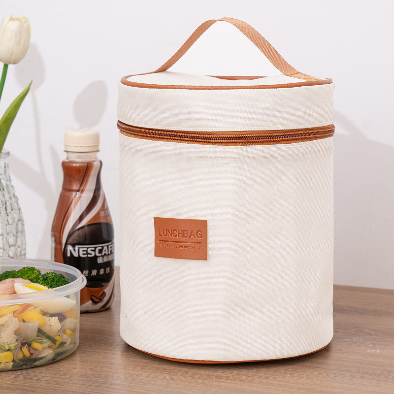 Insulated Round Lunch Bag with Waterproof Oxford Cloth and Aluminum Foil Lining for Outdoor Picnic