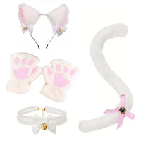 Halloween Cat Cosplay Accessory Set with Ears, Collar, Paws, and Tail