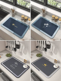 Diatomaceous Earth Kitchen Countertop Drying Mat for Dishes and Utensils