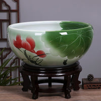 Jingdezhen Ceramic Fish Tank for Koi, Lotus, Turtle - Feng Shui Goldfish Bowl