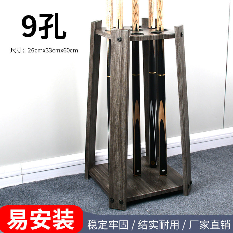 9-Hole Freestanding Billiard Cue Rack, Vintage Style Pool Cue Holder for Game Room